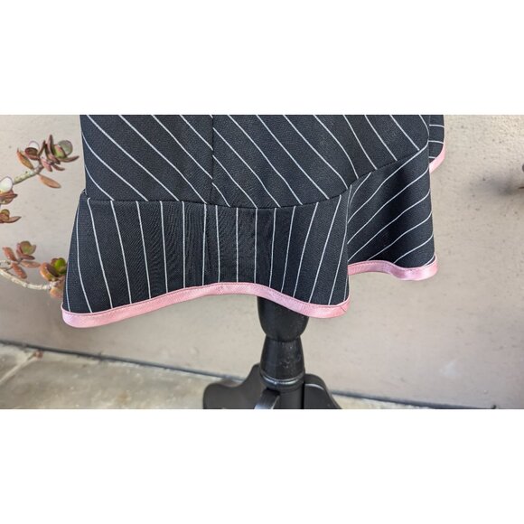 💜Pinstripe Halter Dress with Pink Rose Accent - Picture 7 of 13